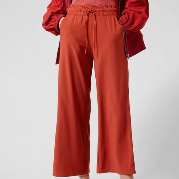 Athleta Pants - Athleta featherweight red wide-leg cropped pants